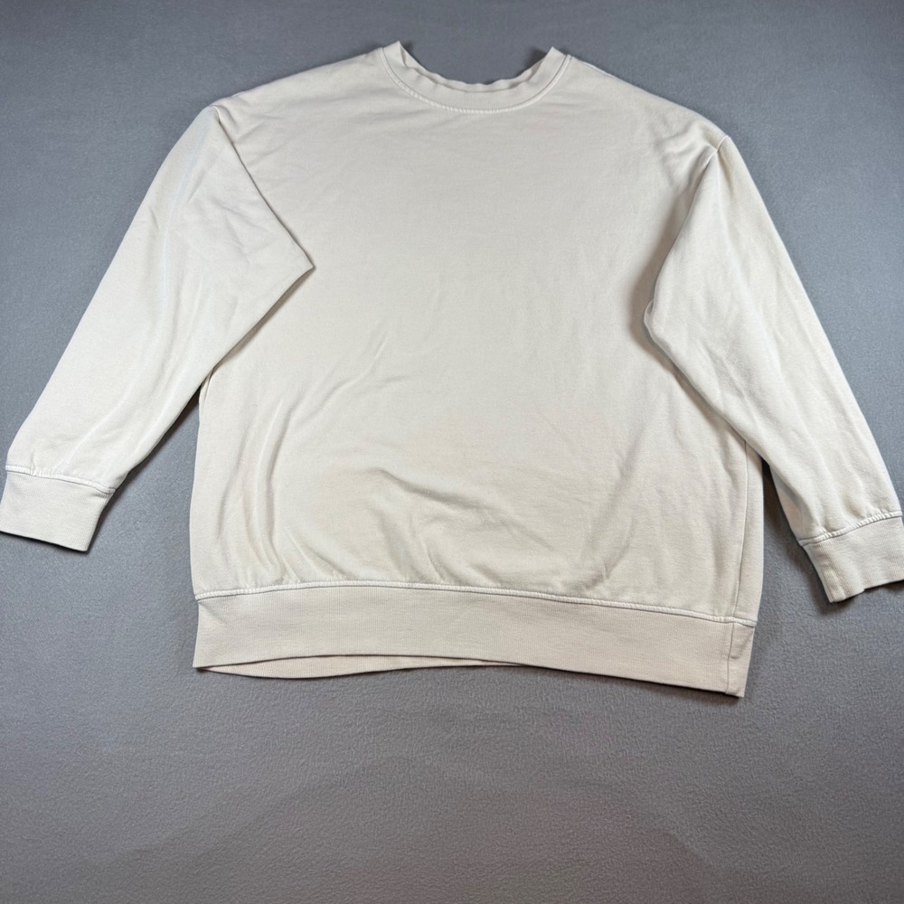 Garage Crewneck Sweatshirt Size M/L Cream Off-White Fleece Long Sleeve Pullover